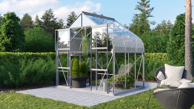 Vitavia Gewächshaus Dione/Diana 5000 inkl. 1 Dachfenster und Stahlfundamentrahmen - 5,0 m²