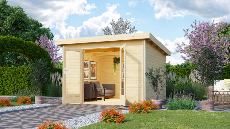 Karibu Premium Gartenhaus Radeburg 1 - 40 mm (Homeoffice-Gartenhaus)