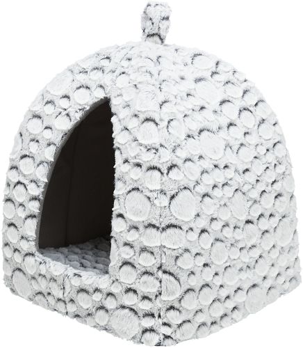 TRIXIE Höhle Mila, Plüsch, 32 × 42 × 32 cm, weiß-grau