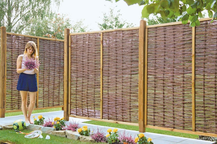 T&J FAKO Weidengeflechtzaun mit Rahmen