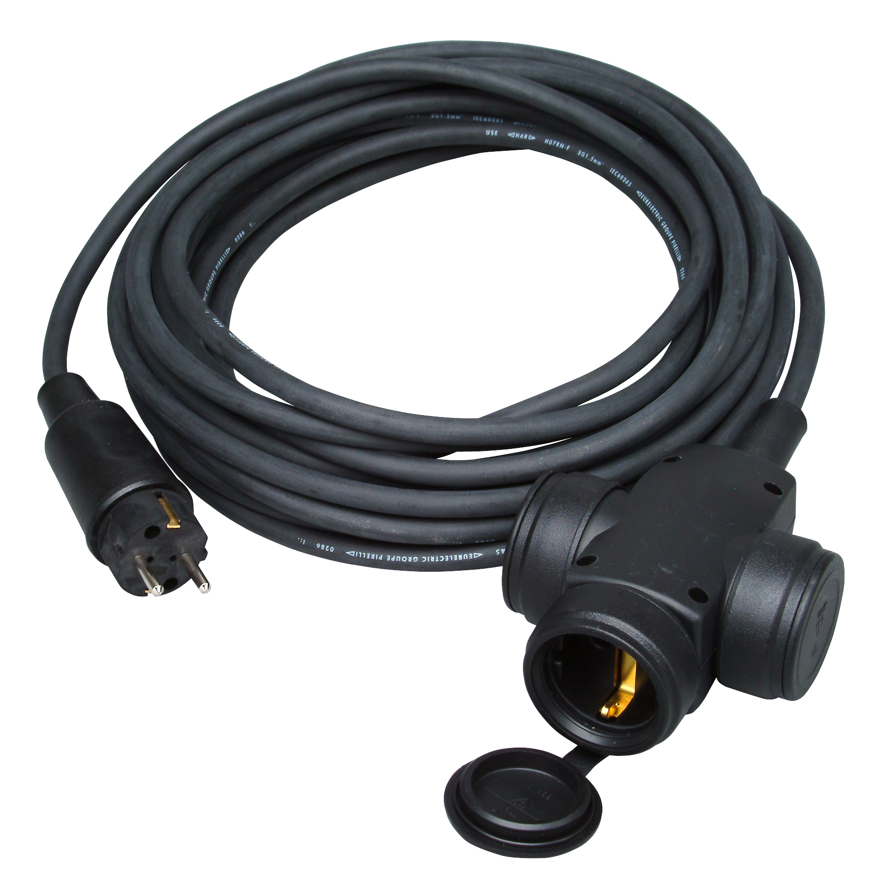 Kopp Gummi - Verlängerung mit 3fach Kupplung 10m, schwarz