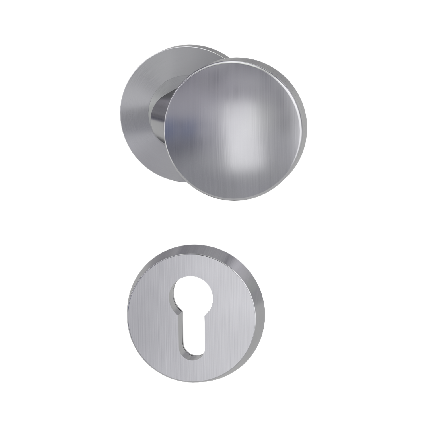 Griffwerk SCHUTZROSETTEN-GARNITUR -Edelstahl matt Schutzrosettengarnitur -Knopf R1 -PZ -ohne Kombi-Innenrosettensatz