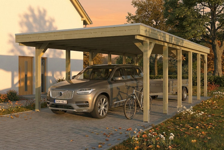Skan Holz Friesland - Flachdach Carport aus Nadelholz Breite 402 cm