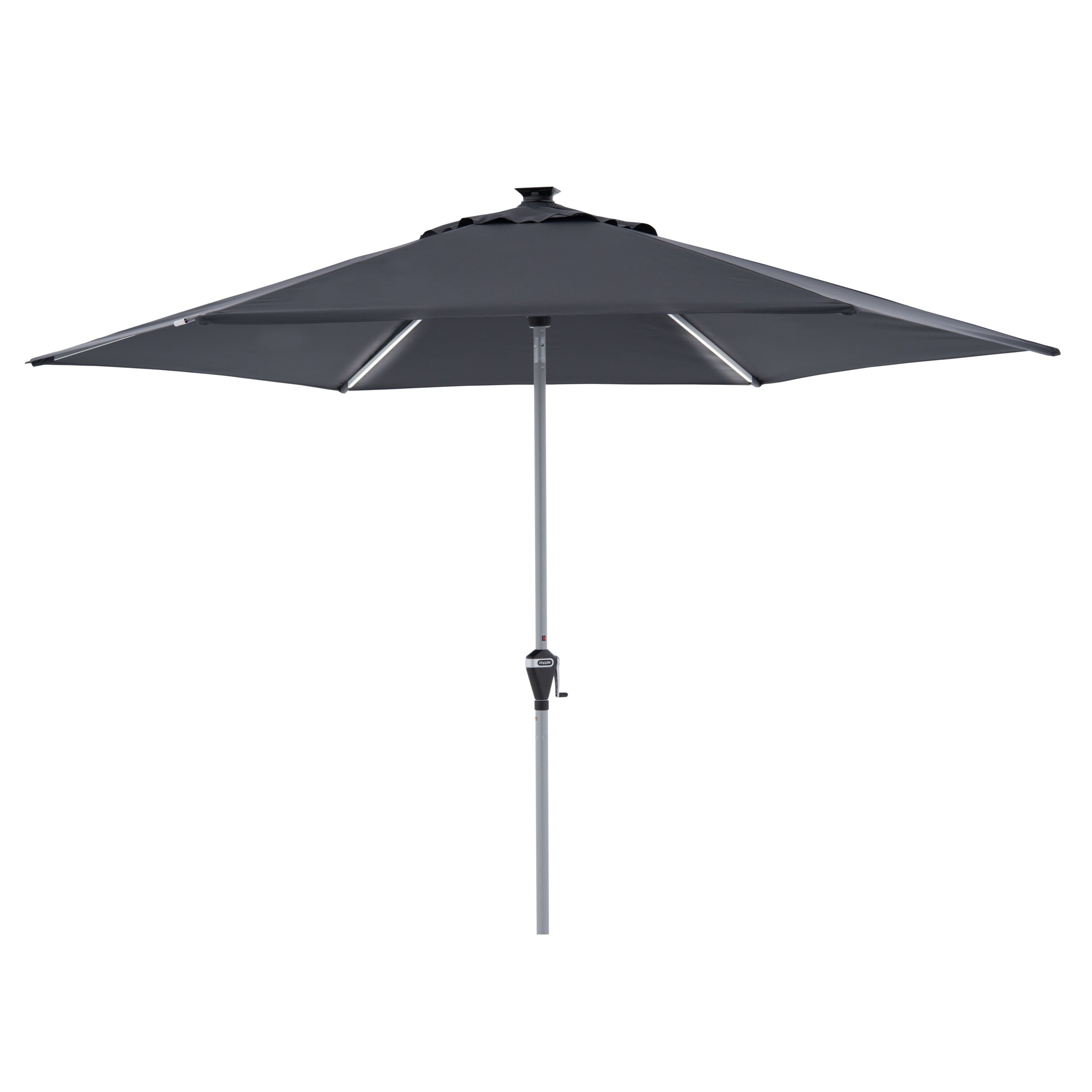 doppler Mittelmastschirm ACTIVE 300 Auto Tilt LED, Aluminium Silber / 100 % Polyester Anthrazit