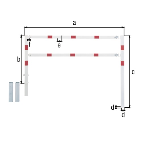 Alberts® Absperrgitter Moovy fvz.,weiß,m.roten Ringen,z.Einb.,B1000mm,Höhe ü.Boden 1000mm 770273