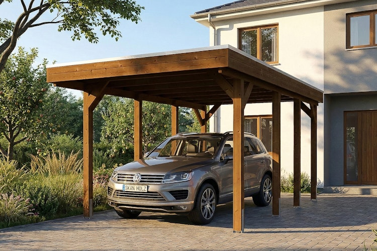 Skan Holz Friesland - Flachdach Carport aus Nadelholz Breite 320 cm