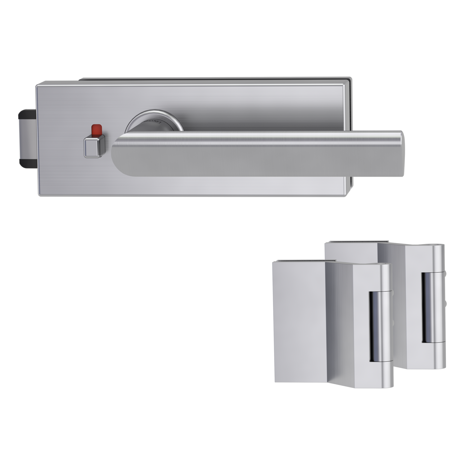 Griffwerk Glastürbeschlag PURISTO S mit Griff VAYA 137 TRI smart2lock Flüster 3-tlg. Bänder VAYA 137 TRI Edelstahl matt