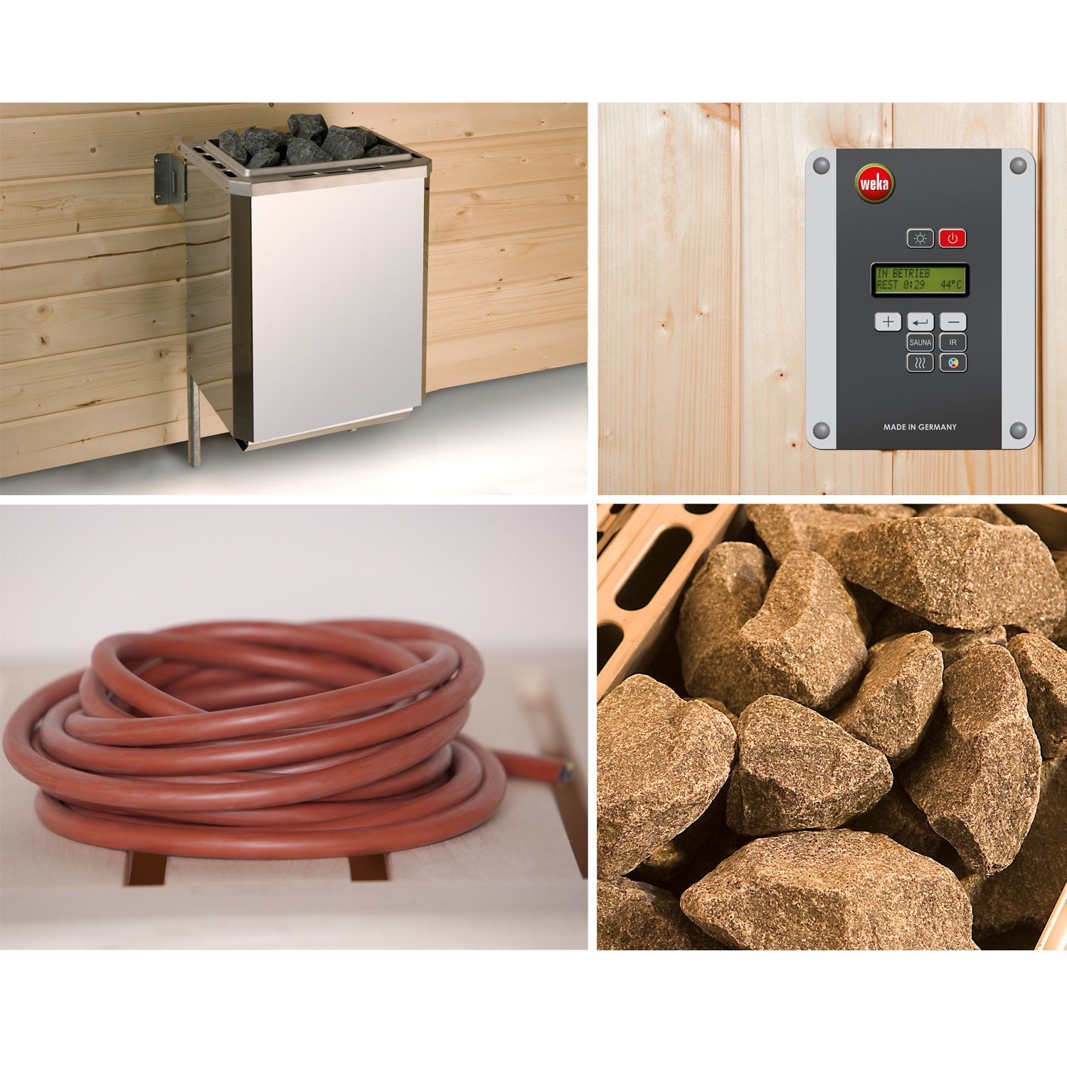 Weka Saunaofen-Set 8 inkl. 9 kW BioAktiv Ofen mit Dampfbad-Funktion, Saunasteine, Steuergerät