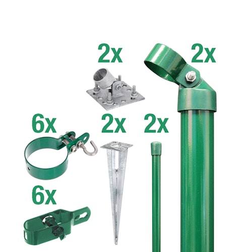 Alberts® Zauneck-Set f. Maschend., grün kstb.,m.Einschlag-B.,f.Höhe 1750 mm 601614