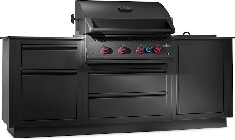 NAPOLEON Gasgrill Oasis Compact 105, Mattschwarz, mit BIG32-1 und Einbau SIZZLEZONE