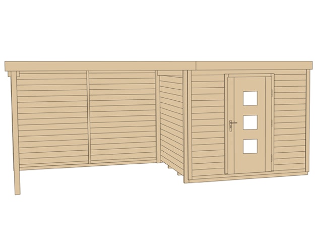 Weka Designhaus 413 B 45 mm inkl. 300 cm Anbau
