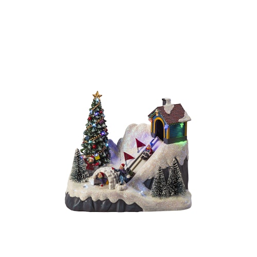 Konstsmide Weihnachtsbeleuchtung LED Szenerie Rodelbahn mit Musik 19 bunte Dioden