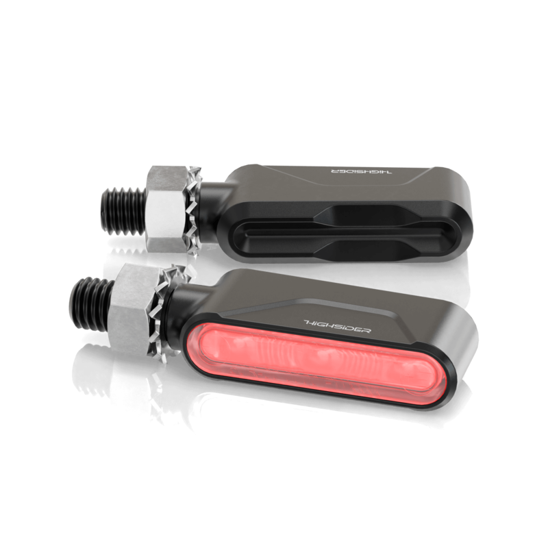 HIGHSIDER pro Esagano-RS LED 3in1 Blinker-Rücklicht-Kombination Gehäuse Schwarz / Linse Rauchgrau (Paar), Hinten