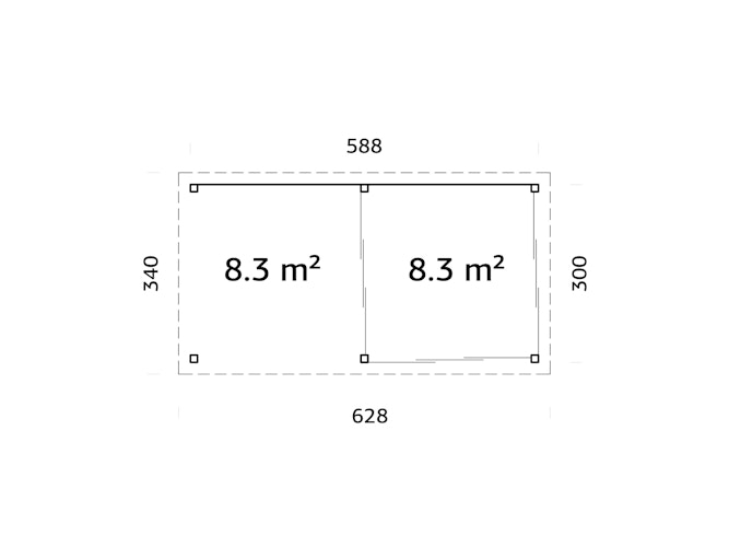 Palmako Gartenhaus Connect Lenna 16,6 m² Set 706 Slide Plus mit Isolierglas-Schiebetüren - 28 mm