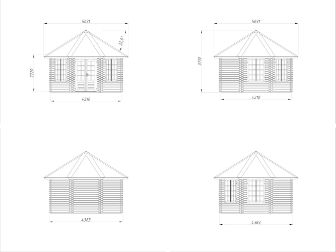 Palmako Pavillon Hanna 14,1 m² - 44 mm