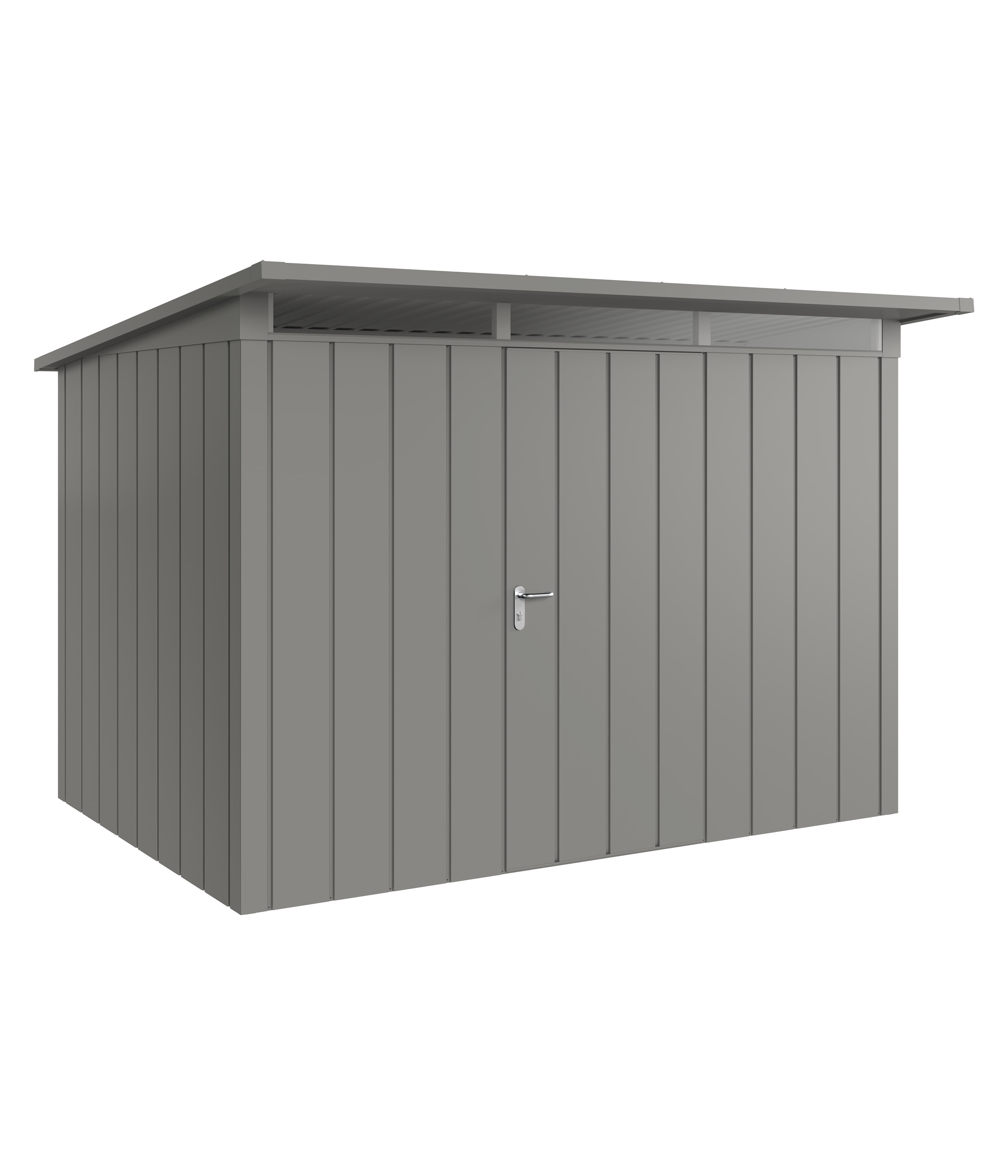 Hörmann Metall-Gerätehaus Juno JPD mit Pultdach B 310 x T 214 cm (JPD 12) Motiv Modern (mit schmalen Lamellen) Einzeltür...