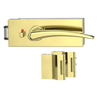 Griffwerk Glastürbeschlag PURISTO S mit Griff MARISA PROF smart2lock Flüster 3-tlg. Bänder MARISA Messing-Optik