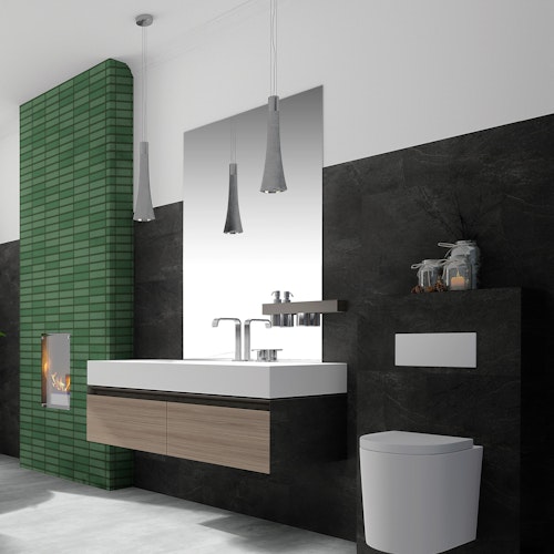 Revét Vinyl Wandfliese Butcherblock Grün Hochglanz 120 x 60 cm