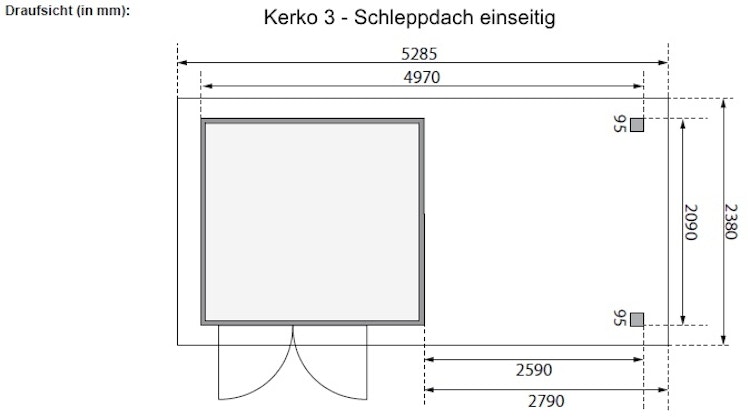 Karibu Woodfeeling Gartenhaus Kerko 3/4/5 mit 280 cm Schleppdach/Seiten- und Rückwand