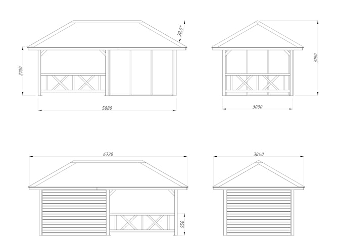 Palmako Pavillon Bianca 16,6 m² Set 503 Slide Plus mit Isolierglas-Schiebetüren