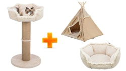 Trixie Kratzbaum Boho & Tipi Boho und Kuschelbettchen Boho  -  Vorteils-Paket