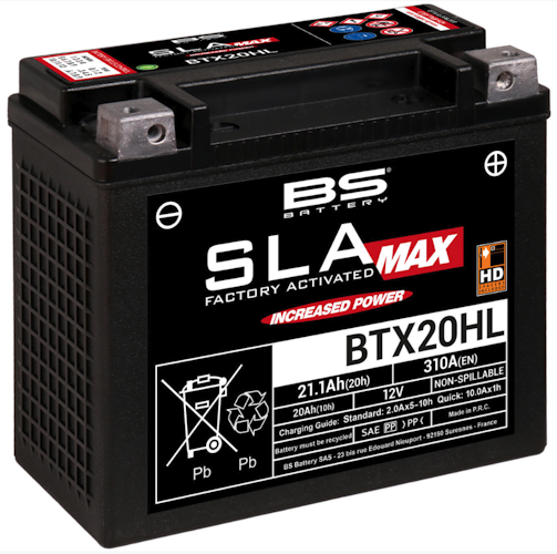 BS-Battery Batterie BS-Battery, SLA-MAX HD, versiegelt, startverstärkt, rüttelfest, Batterie "YTX20HL-BS"