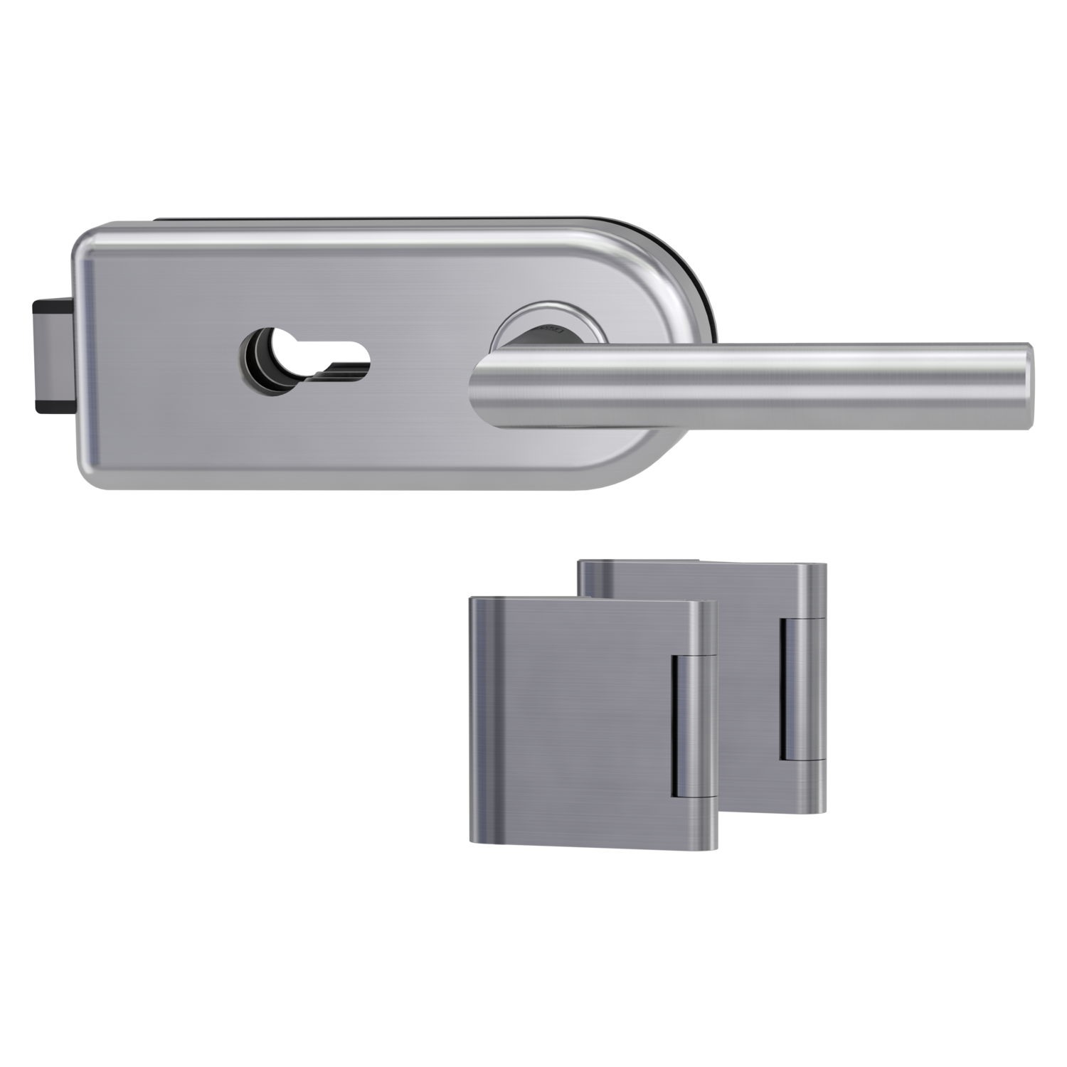 Griffwerk CLASSICO 1.0 -Edelstahl matt Ganzglastürbeschlagset -3-teiliger Bandsatz -mit Griff LUCIA PROF EM -PZ