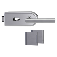 Griffwerk CLASSICO 1.0 -Edelstahl matt Ganzglastürbeschlagset -3-teiliger Bandsatz -mit Griff LUCIA PROF EM -PZ