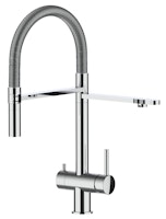 Kurzversion 45CM - 3 Wege Wasserhahn Küchenarmatur, Edelstahl Massiv mit 360° schwenkbarem Auslauf, abnehmbare 2 strahl Handbrause, Hochglanz / Stahlfeder