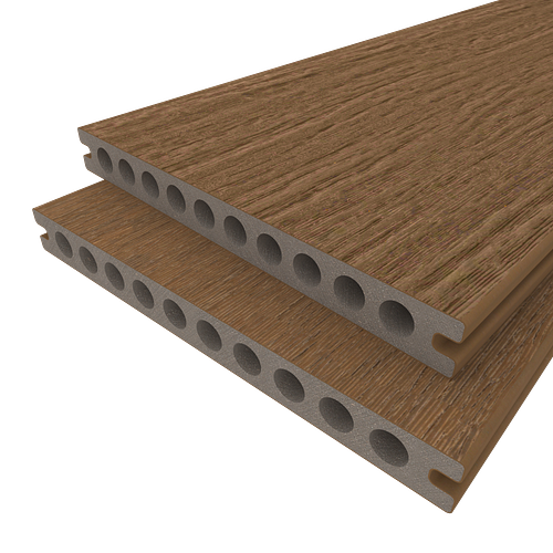 NewTechWood Gigangte Vintage WPC-Terrassendiele Hohlkammer Teak  23 x 210 mm