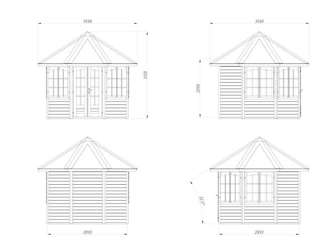 Palmako Pavillon Veronica 4 6,7 m² - 28 mm
