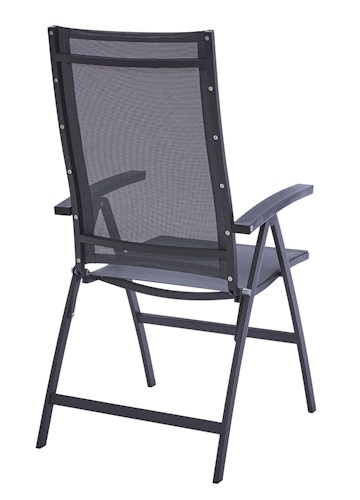 Diamond Garden Hochlehner VALENCIA, Edelstahl Dunkelgrau / Sunproof Sling / Alu-Armlehnen
