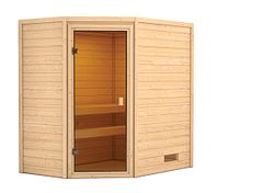 Karibu Woodfeeling Sauna Jella - 38 mm Bronzierte Ganzglastür Ohne Dachkranz Ohne Ofen inkl. gratis Zubehörpaket im Wert von 126,96€