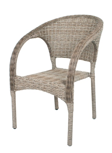 Garden Pleasure Gartenmöbel Set DIJON / BASTIA, Tisch 200 x 100 + 6 Stapelstühle, Polyrattan Ingwerbraun / Glasplatte / Kissen 100 % Polyester Anthrazit