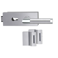 Griffwerk PURISTO S -Edelstahl matt Ganzglastürbeschlagset -3-teiliger Bandsatz -mit Griff CHRISTINA -EM -PZ