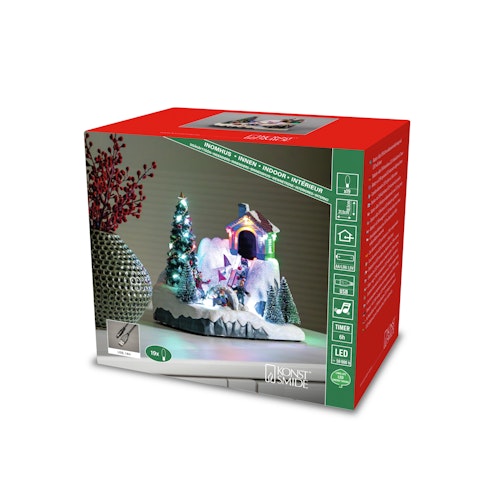 Konstsmide Weihnachtsbeleuchtung LED Szenerie Rodelbahn mit Musik 19 bunte Dioden