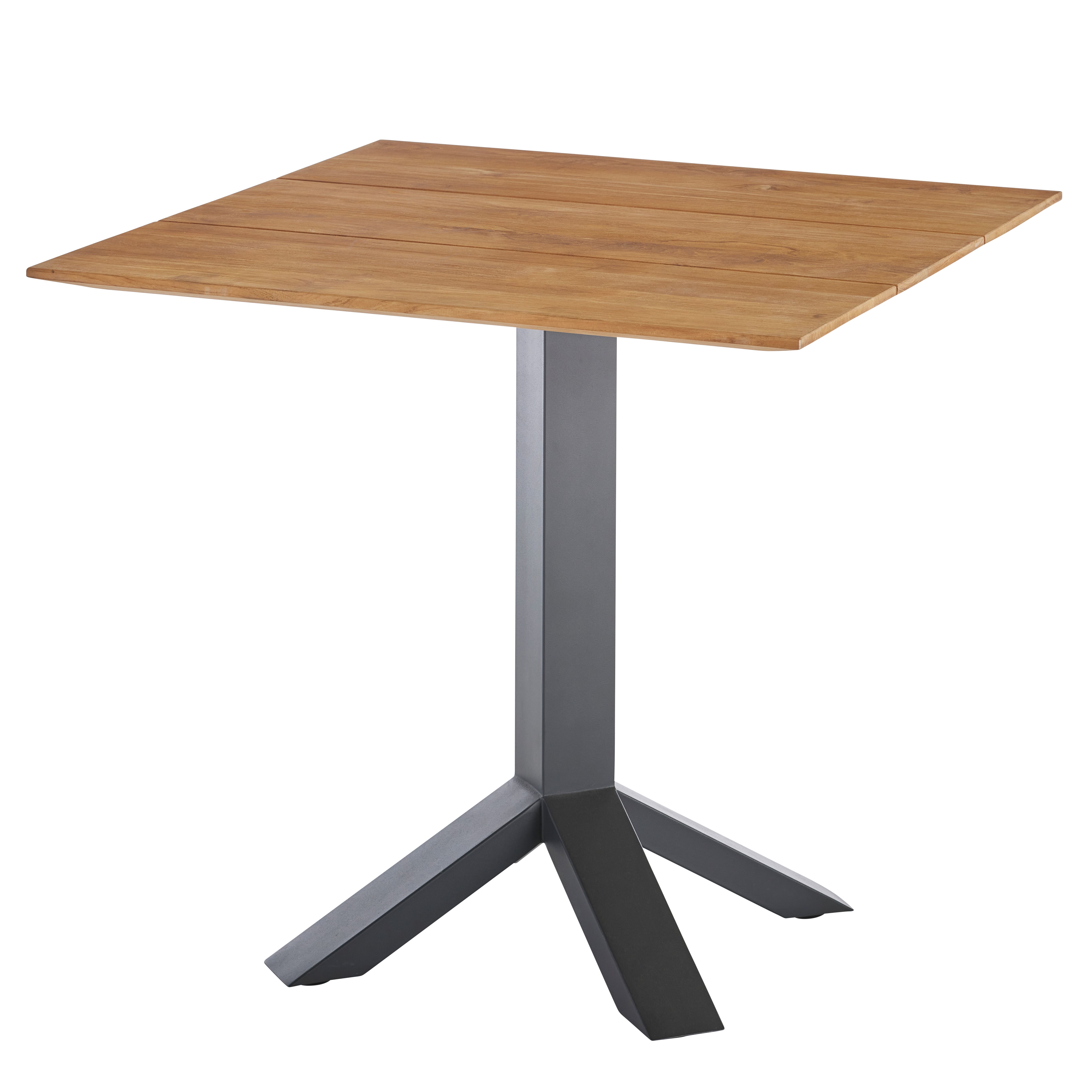 Diamond Garden Tisch SHEFFIELD 80 x 80 cm, Edelstahl Dunkelgrau / Recycled Teak