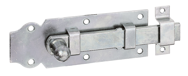 Alberts® Türriegel, mit Knopf, gerade, mit Schlaufe, galvanisch verzinkt dickschichtpassiviert, Platte LxB140x52 mm 115401
