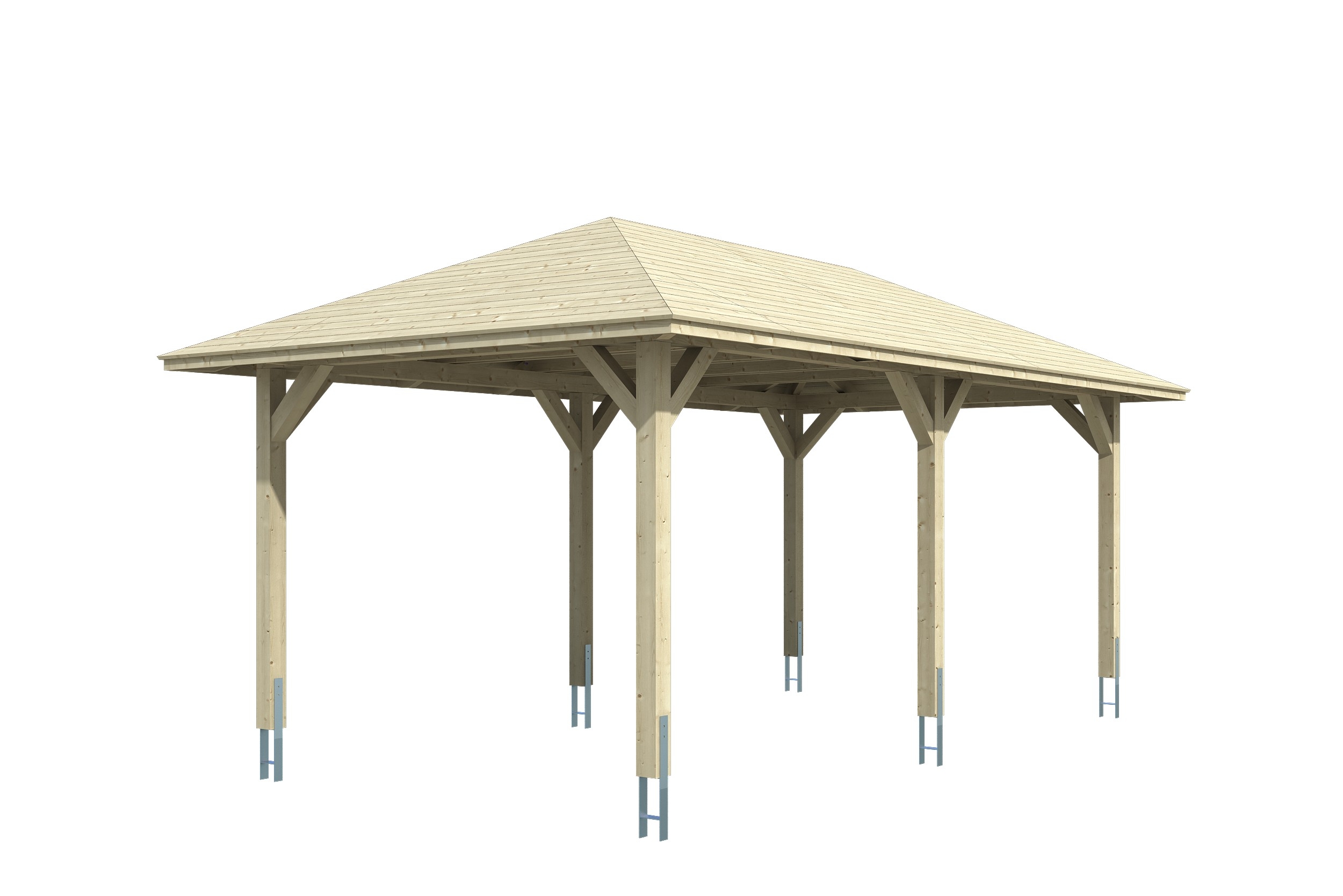 Skan Holz Carport Taunus 374 x 656 cm-farblich unbehandelt Holzcarport