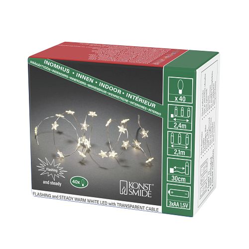 Konstsmide Weihnachtsbeleuchtung  LED Dekolichterkette 40 transparente Sterne