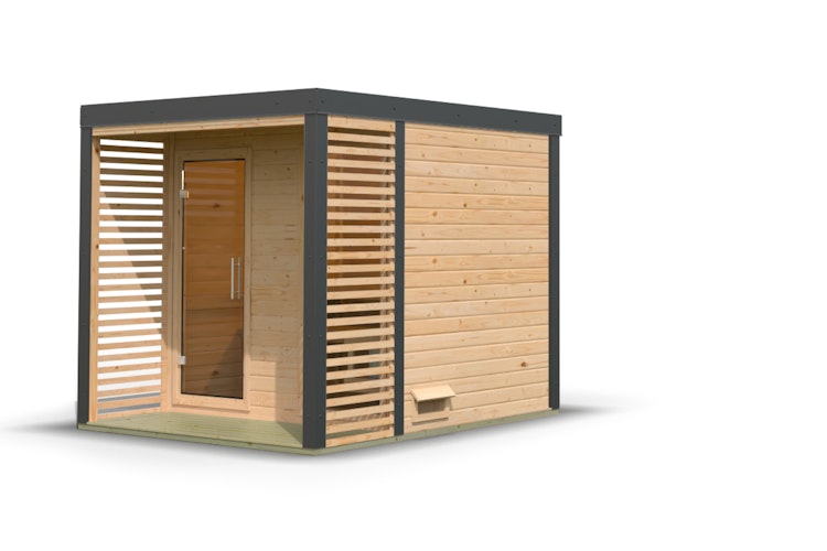 Karibu Saunahaus Ares 2 - Hybridhaus mit Metallrahmen - 38 mm inkl. gratis Sauna-Zubehörset im Wert von 234,94 €