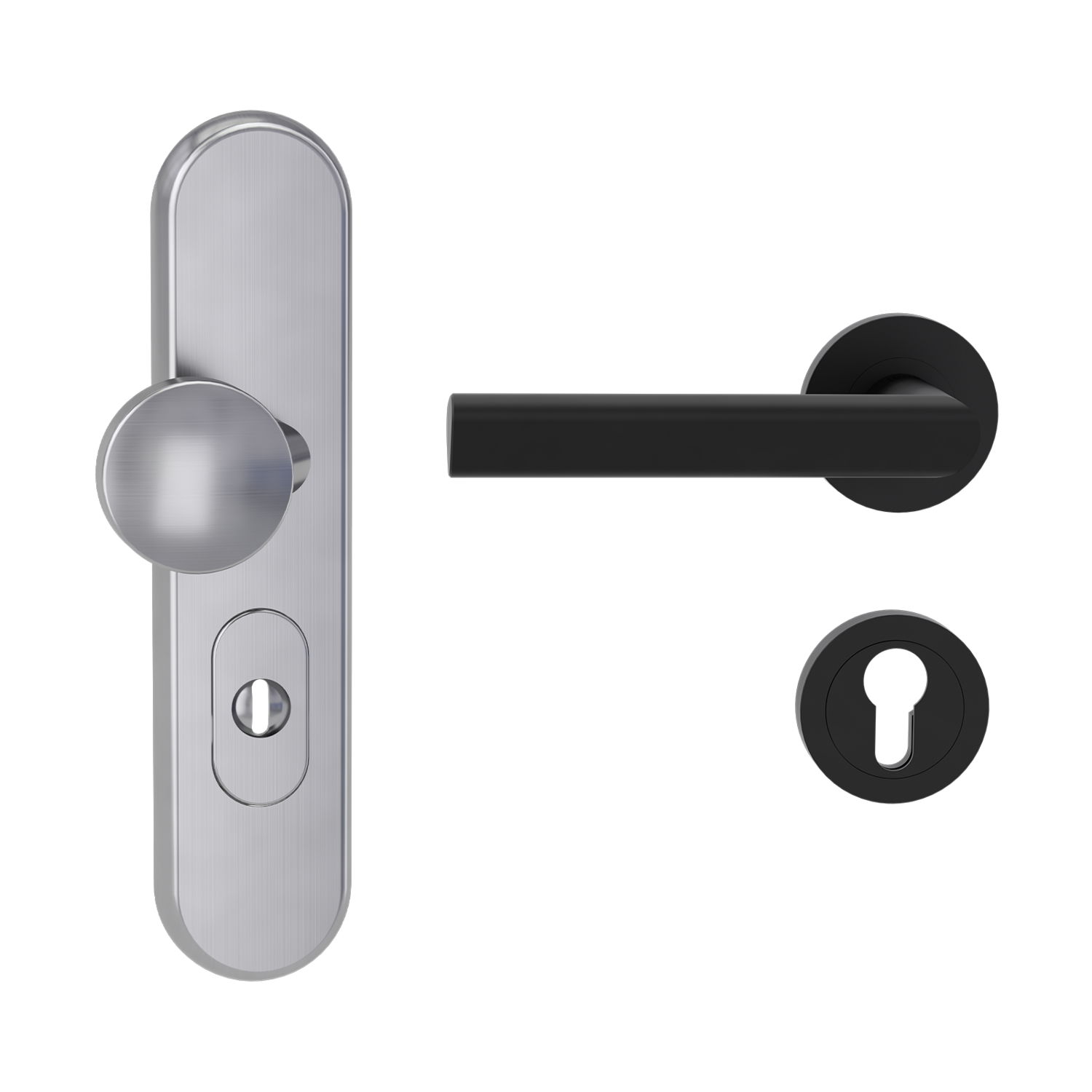 Griffwerk Kombi-Schutzbeschlag TITANO SB_882 mit Griff TRI 134 72mm Zylinderabdeckung Tür 38-50mm L TRI 134 Graphitschwa...