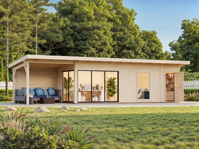 Palmako Gartenhaus Andrea 21,1 + 7,9 m² Slide - 44 mm