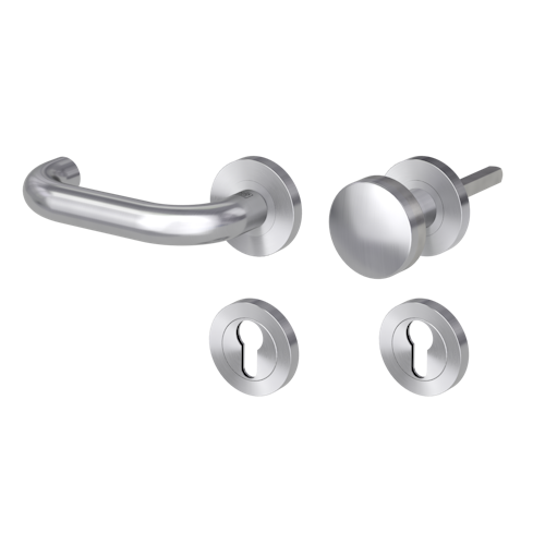 Griffwerk ALESSIA PROFESSIONAL Schraubtechnik FS Panik -Edelstahl matt  Rosettengarnitur -Schraubt. -Knopf R2 -WL -Stift 9mm -TS 38-50mm