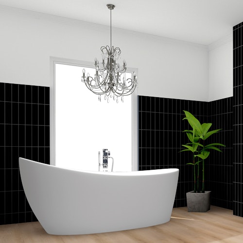 Revét Vinyl Wandfliese Butcherblock Schwarz Hochglanz 120 x 60 cm