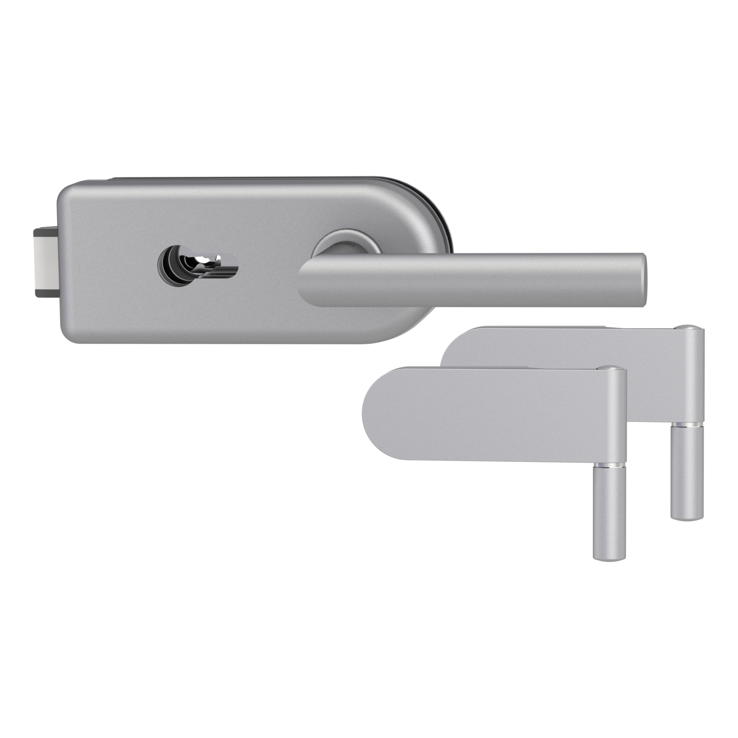 Griffwerk SMILE 1.0 -Alu EV1 Ganzglastürbeschlagset -2-teiliger Bandsatz -mit Griff L-Form -PZ