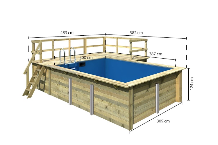 Karibu Rechteck Pool Gr. 2 - 350 x 440 cm - kesseldruckimprägniert
