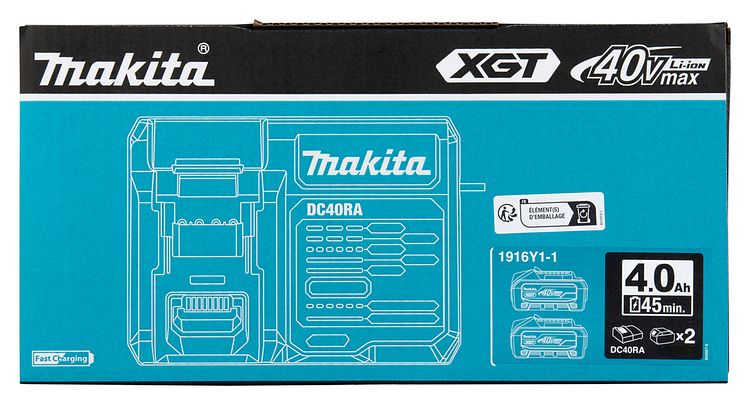 Makita Akku Power Source Kit XGT 2 x 4,0 Ah, XGT 40 V max 1916Y1-1