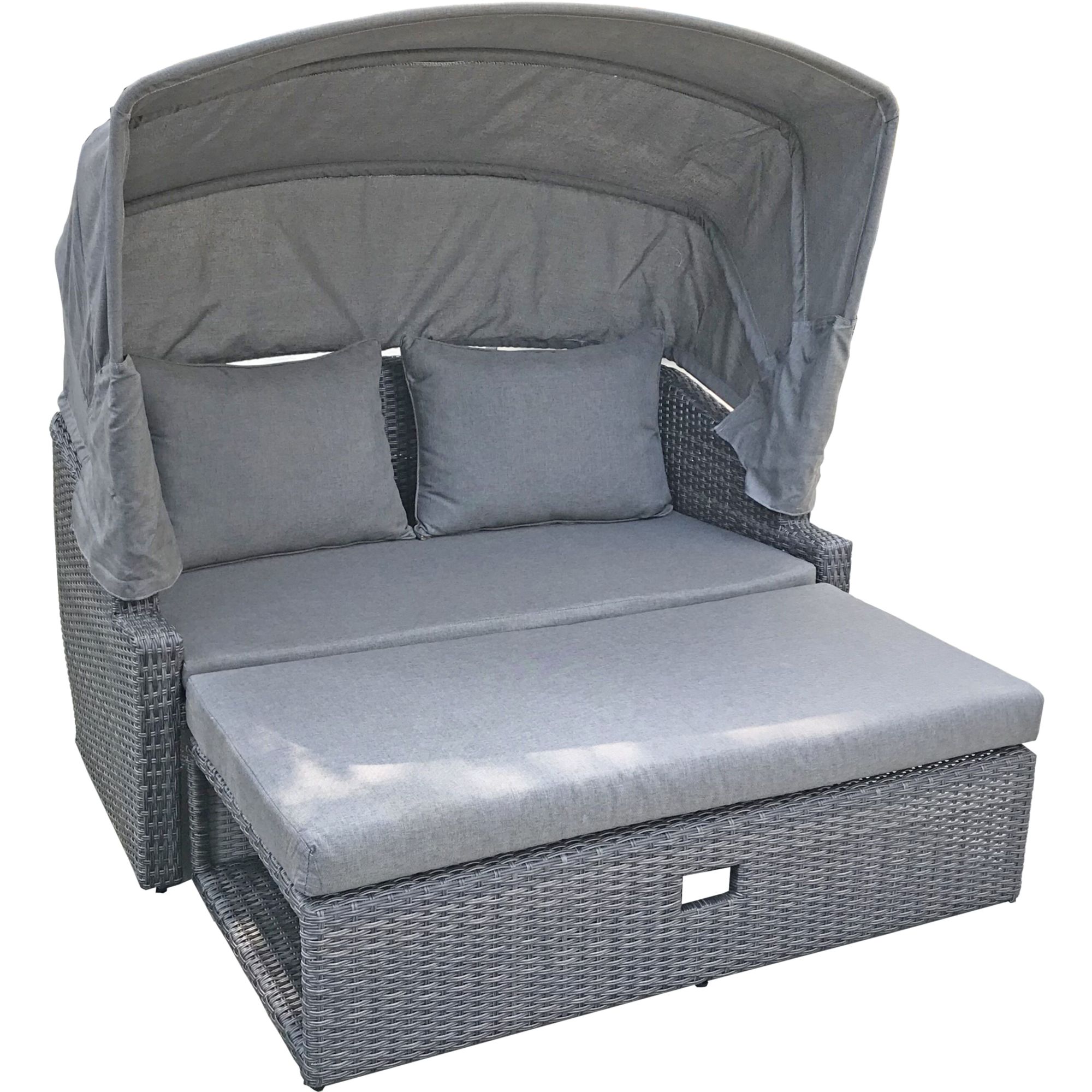 Garden Pleasure Funktionssofa MONTE CARLO, Polyrattan Dunkelgrau / Kissen 100 % Polyester Grau