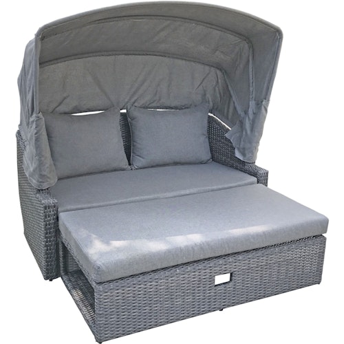 Garden Pleasure Funktionssofa MONTE CARLO, Polyrattan Dunkelgrau / Kissen 100 % Polyester Grau
